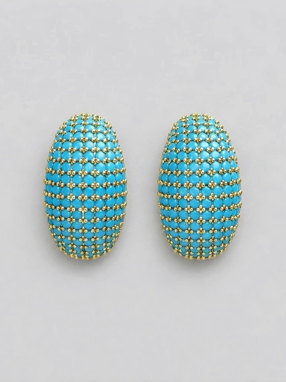 14K Turquoise CZ Earrings